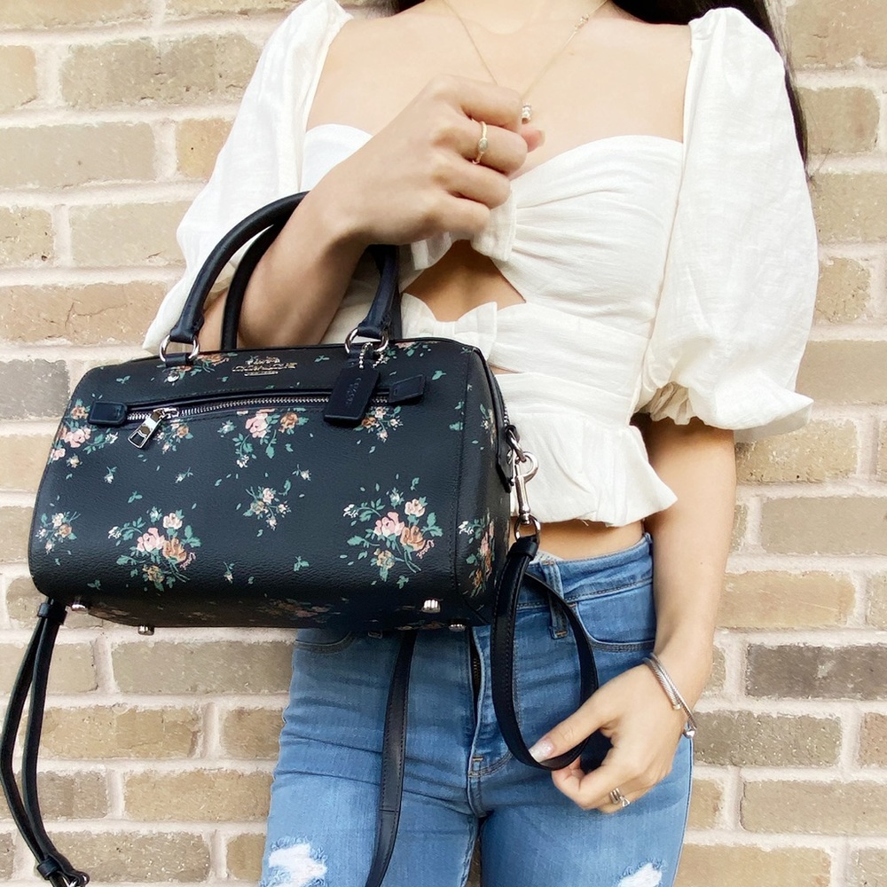 Coach duffle satchel bag white floral crossbody - Picture 5 of 8